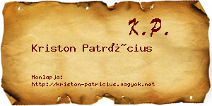 Kriston Patrícius névjegykártya